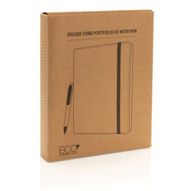 Logo trade promotional gifts image of: Deluxe cork portfolio A5 with pen